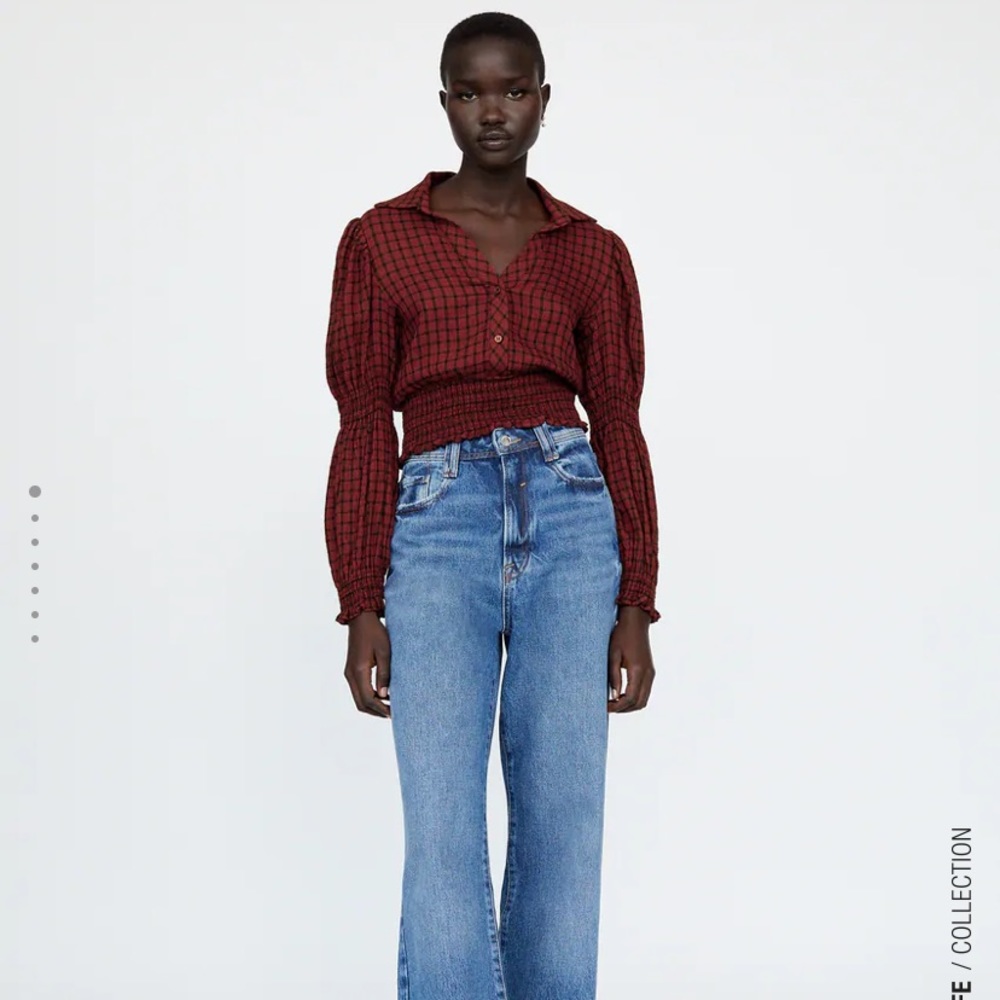 Zara Cropped Plaid Top - Picture 2 of 5